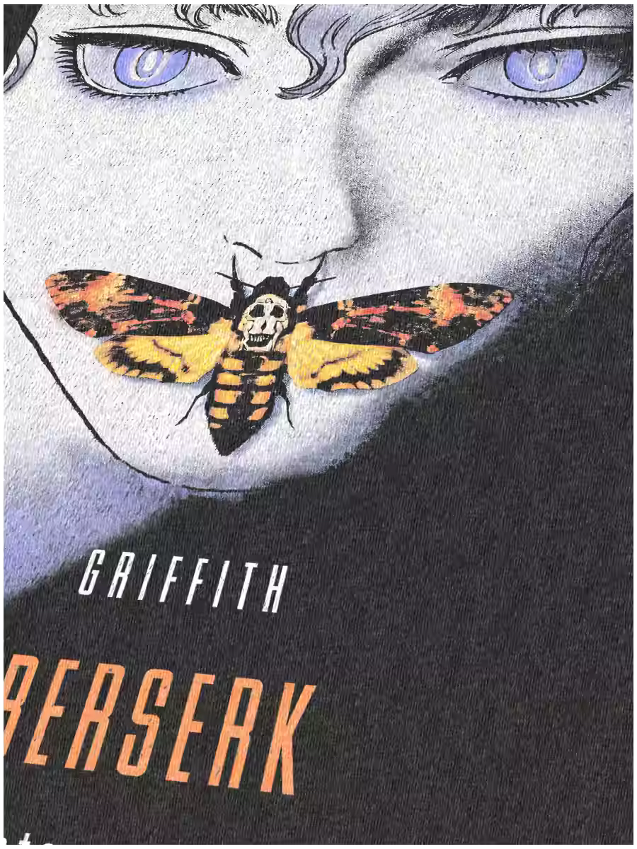 Black Berserk Griffith Anime T-Shirt Movie Design Heavy Cotton Loose Fit Tee, Manga Kentaro Miura Unisex Streetwear Cloth for Summer