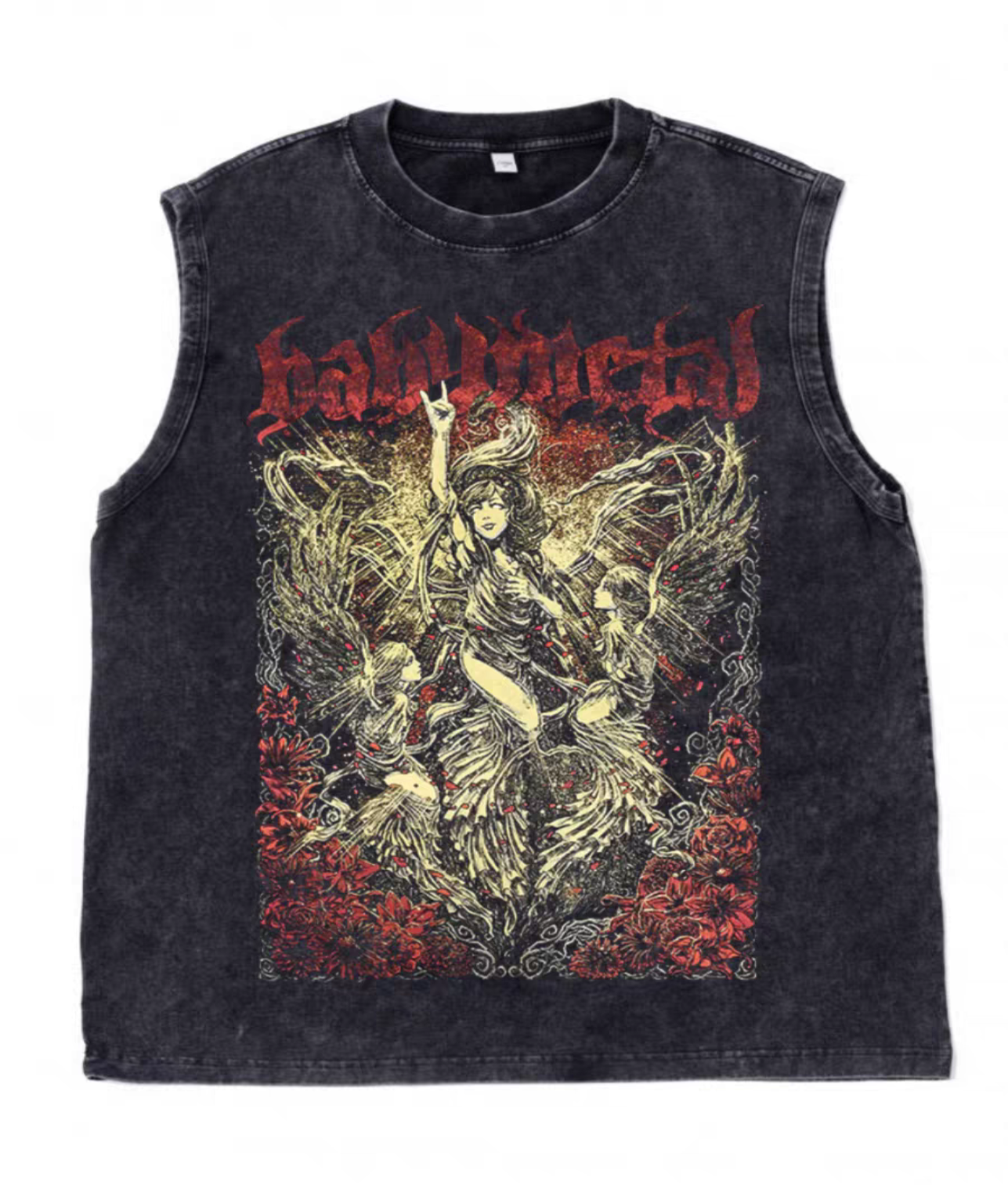 Metal Graphic Sleeveless Tank – Vintage Black Unisex Muscle Tee